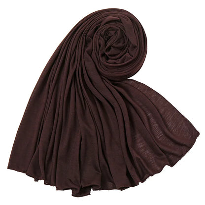 Women's Plain Cotton Jersey Hijab Scarf – Long Soft Shawl, 39 Colors