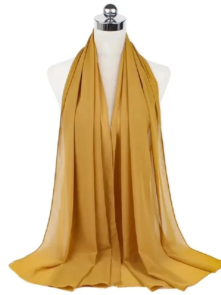 Solid Chiffon Hijab Scarf & Shawl for Women | Ready-to-Wear Muslim Headscarf | 65 Colors