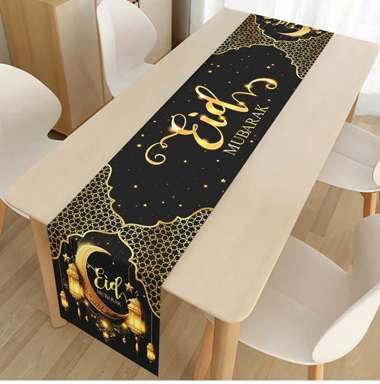 Ramadan Table Runner - Eid Mubarak Cloth Decoration 180x35cm