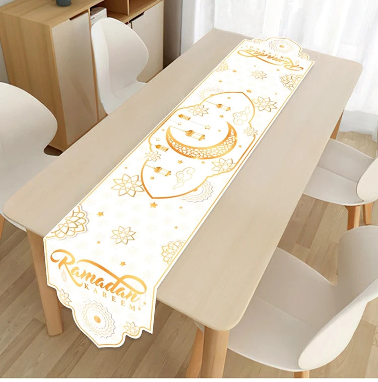 Ramadan Table Runner - Eid Mubarak Cloth Decoration 180x35cm