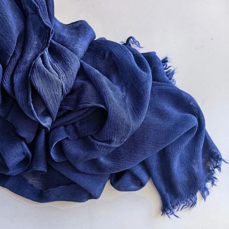Soft Cotton-Viscose Tassel Hijab – 200x90cm Plain Headscarf (60 Colors)