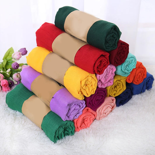 Solid Color Cotton Hijab Scarf & Shawl for Women | Lightweight Beach Wrap | 17 Colors