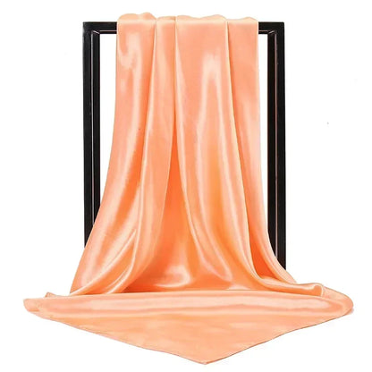 Satin Silk Square Hijab Scarf for Women | 90×90cm Shiny Solid Wrap | 32 Colors