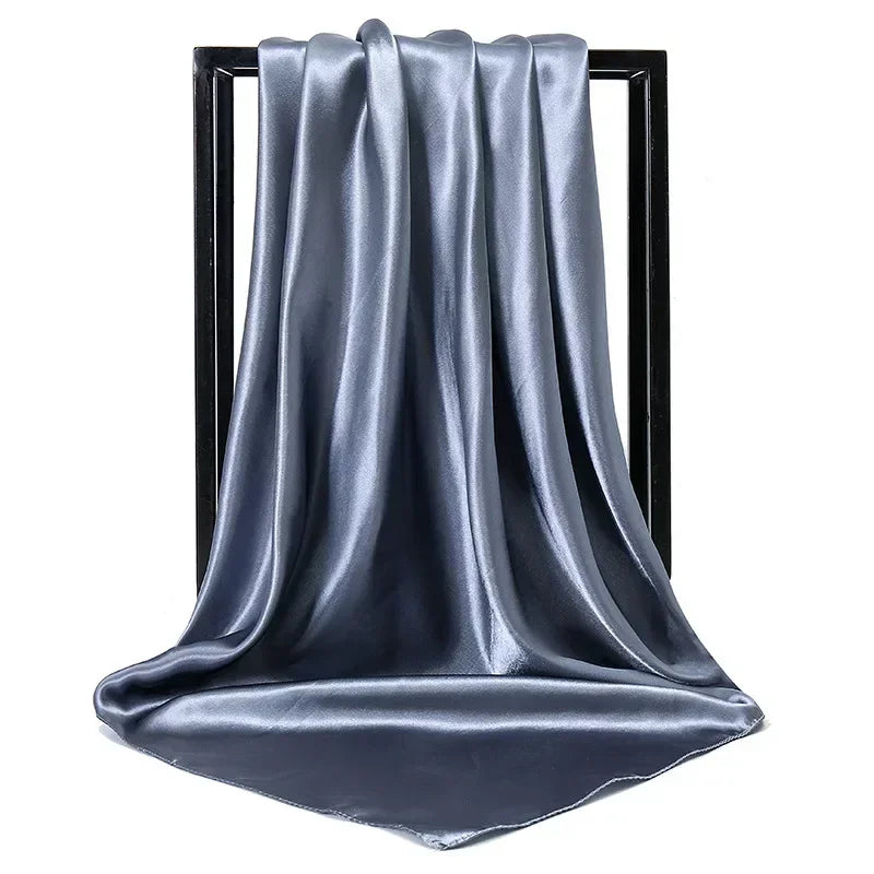 Satin Silk Square Hijab Scarf for Women | 90×90cm Shiny Solid Wrap | 32 Colors