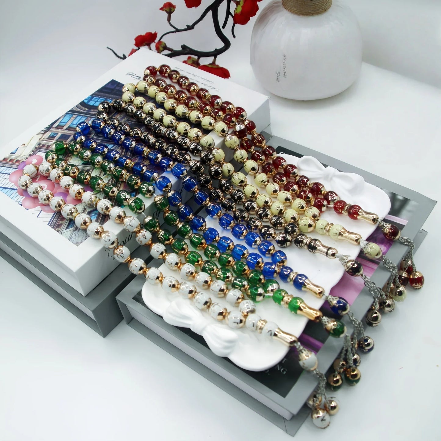Muslim Prayer Beads Tasbih – 33 Beads with Tassel, 7 Colors