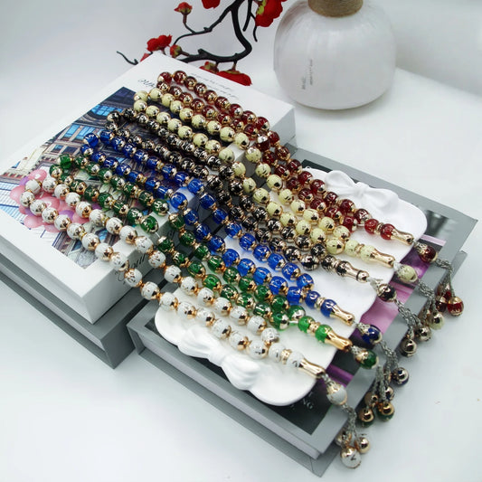 Muslim Prayer Beads Tasbih – 33 Beads with Tassel, 7 Colors