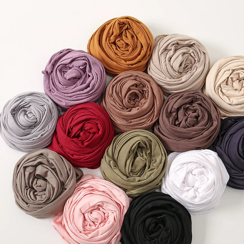 Jersey Triangle Hijab Scarf – Soft Solid Color Shawl & Head Wrap (Single & 2-Piece Sets)