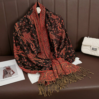 Women's Embroidered Pashmina Hijab Scarf – Soft Cashmere-Feel Shawl