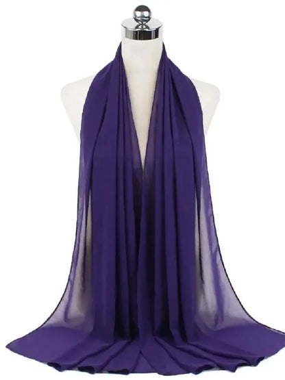 Solid Chiffon Hijab Scarf & Shawl for Women | Ready-to-Wear Muslim Headscarf | 65 Colors