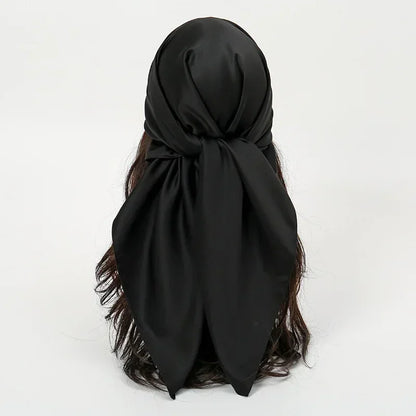 Satin Silk Square Hijab Scarf for Women | 90×90cm Shiny Solid Wrap | 32 Colors