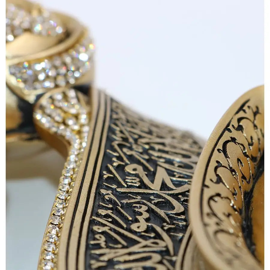 Allah & Muhammad Gold Showpiece – Tawhid Islamic Table Decor with Rhinestones