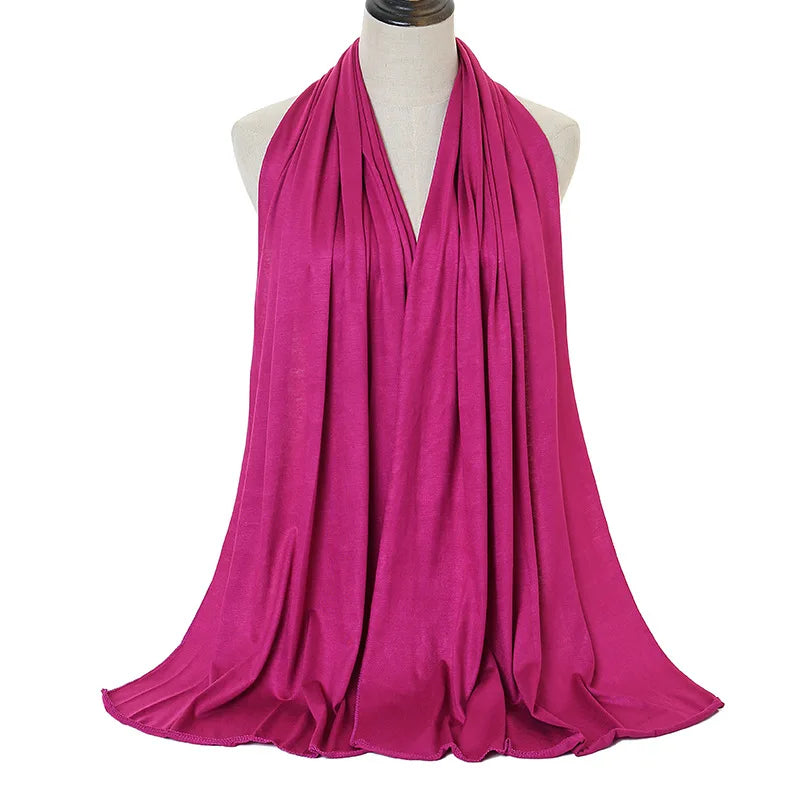 Jersey Hijab Scarf - 170x60cm Solid Color Stretch Polyester Shawl
