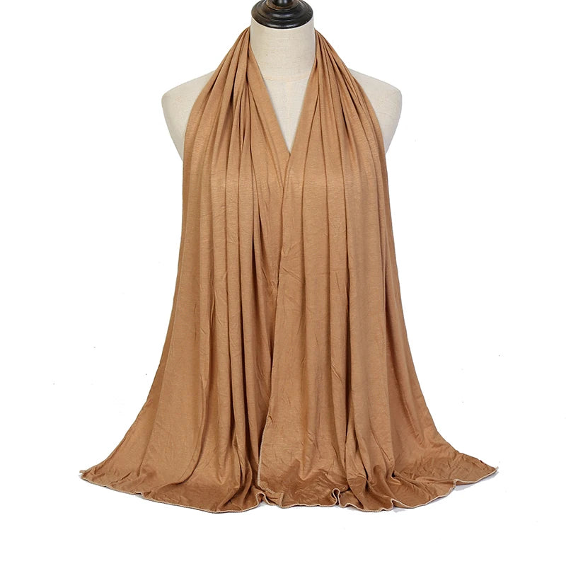 Jersey Hijab Scarf - 170x60cm Solid Color Stretch Polyester Shawl