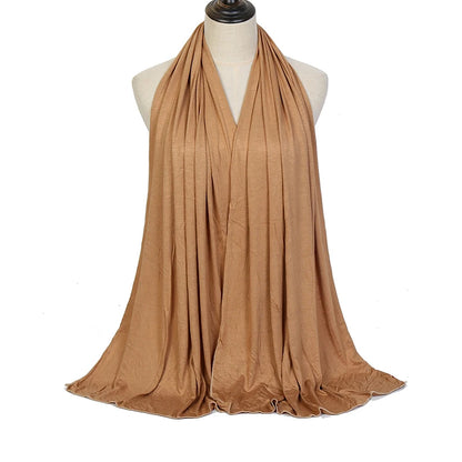 Jersey Hijab Scarf - 170x60cm Solid Color Stretch Polyester Shawl