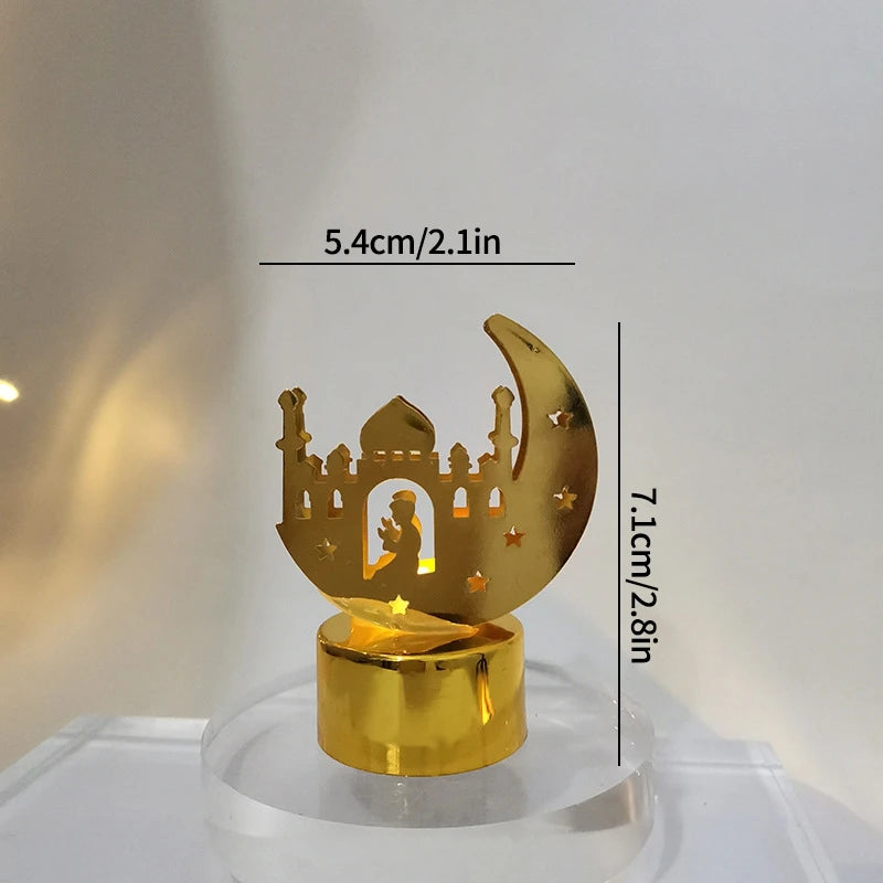 Ramadan Moon & Star LED Castle Lantern – Eid Mubarak Tabletop Decor (18 Styles)