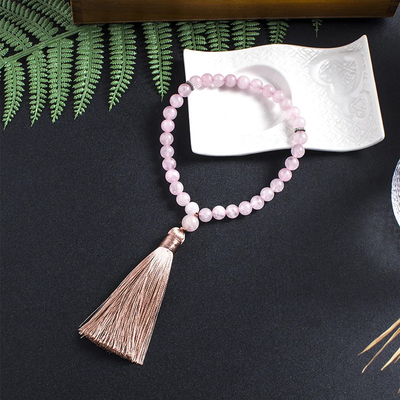 Rose Quartz Tasbih Bracelet | 33 Bead Islamic Prayer Beads | Unisex Rosary