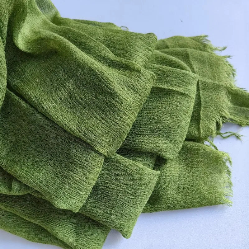 Soft Cotton-Viscose Tassel Hijab – 200x90cm Plain Headscarf (60 Colors)