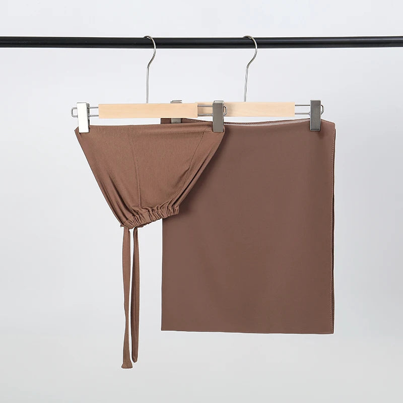 2-Piece Chiffon Hijab & Matching Undercap Set – Plain Shawl with Inner Cap for Women | 42 Colors