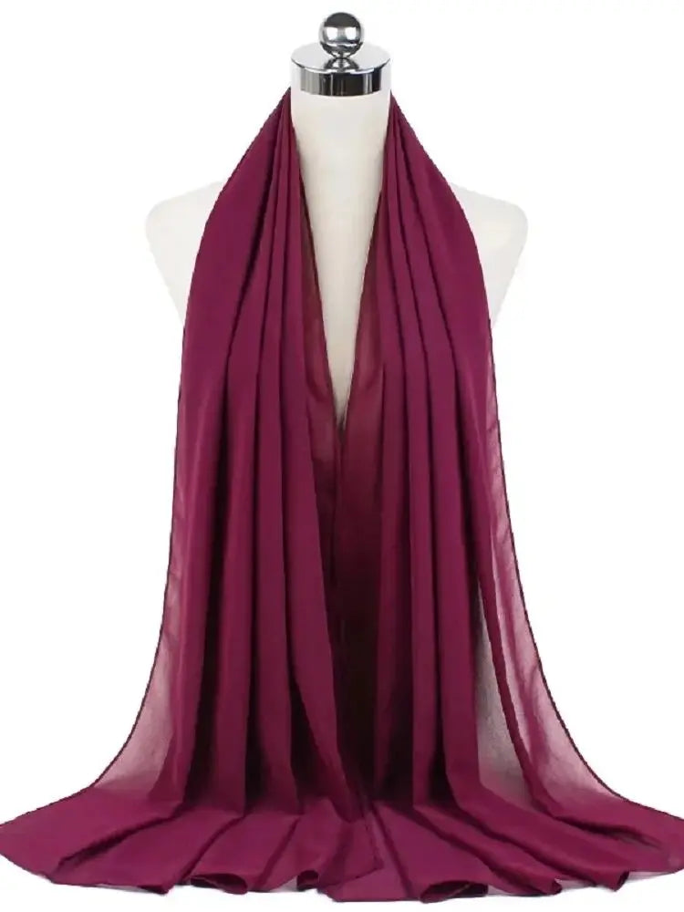 Solid Chiffon Hijab Scarf & Shawl for Women | Ready-to-Wear Muslim Headscarf | 65 Colors