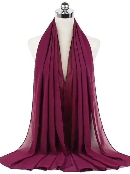 Solid Chiffon Hijab Scarf & Shawl for Women | Ready-to-Wear Muslim Headscarf | 65 Colors