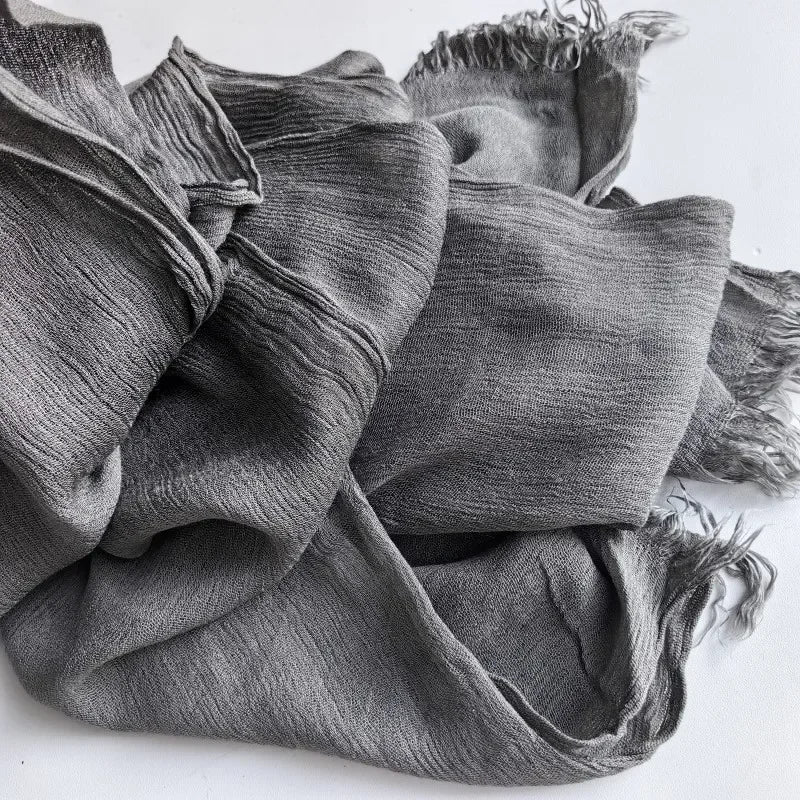 Soft Cotton-Viscose Tassel Hijab – 200x90cm Plain Headscarf (60 Colors)