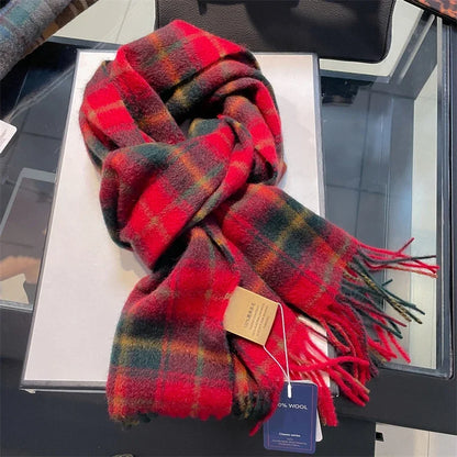 100% Wool Plaid Winter Scarf & Shawl – Long Warm Wrap & Hijab for Women (47 Colors)