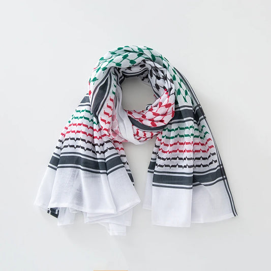 Unisex Arab Keffiyeh Square Scarf – Tactical Desert Headwrap & Neck Scarf
