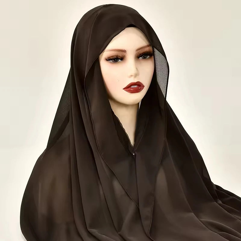 Instant Hijab with Magnetic Buckle – Solid-Color Scarf