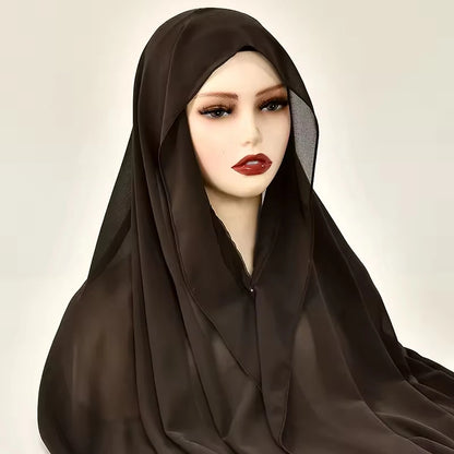 Instant Hijab with Magnetic Buckle – Solid-Color Scarf
