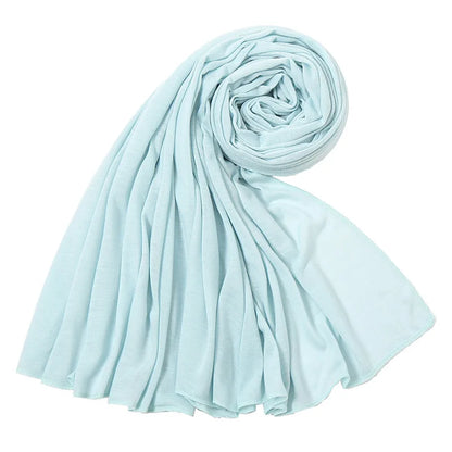 Women's Plain Cotton Jersey Hijab Scarf – Long Soft Shawl, 39 Colors