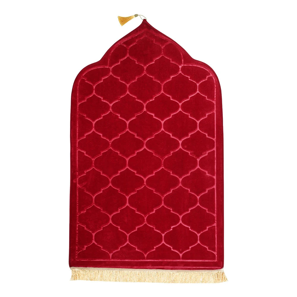 Soft Flannel Muslim Prayer Mat – Non-Slip Embossed Rug for Travel & Daily Prayer | 5 Colors