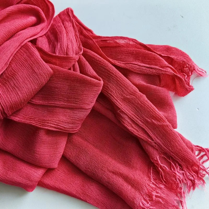 Soft Cotton-Viscose Tassel Hijab – 200x90cm Plain Headscarf (60 Colors)