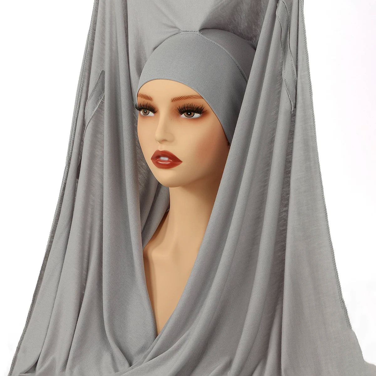 Instant Hijab with Magnetic Buckle – Solid-Color Scarf