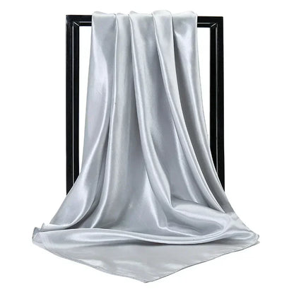 Satin Silk Square Hijab Scarf for Women | 90×90cm Shiny Solid Wrap | 32 Colors
