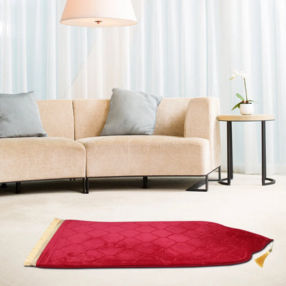 Soft Flannel Muslim Prayer Mat – Non-Slip Embossed Rug for Travel & Daily Prayer | 5 Colors