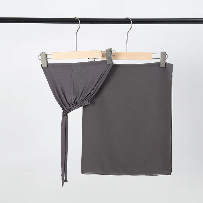 2-Piece Chiffon Hijab & Matching Undercap Set – Plain Shawl with Inner Cap for Women | 42 Colors