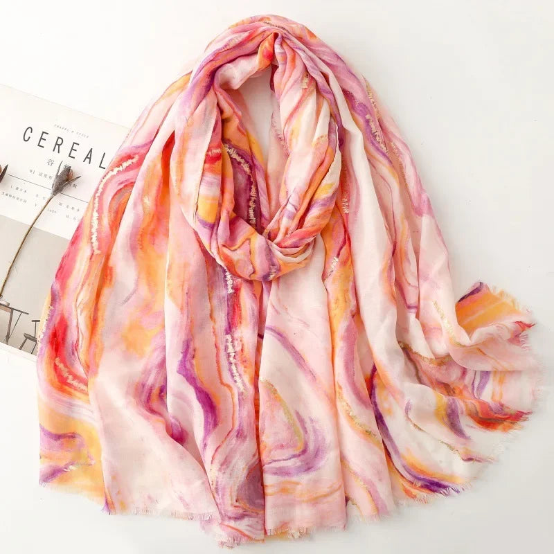 Printed Tassel Hijab Scarf & Shawl for Women | 88×180cm Bohemian Wrap | 60 Designs