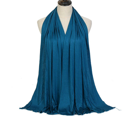 Jersey Hijab Scarf - 170x60cm Solid Color Stretch Polyester Shawl
