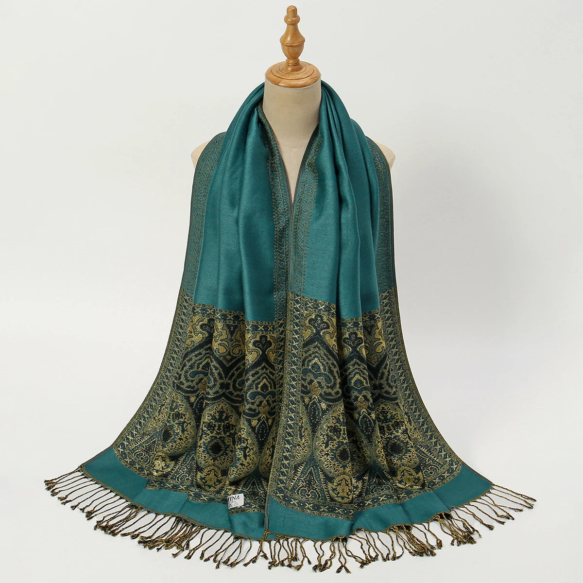 Women's Jacquard Tassel Hijab Scarf – Floral Pashmina Shawl