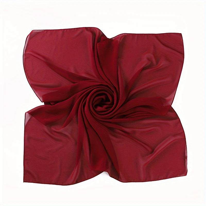 Solid Color Chiffon Square Hijab - 110x110cm Women's Head Wrap