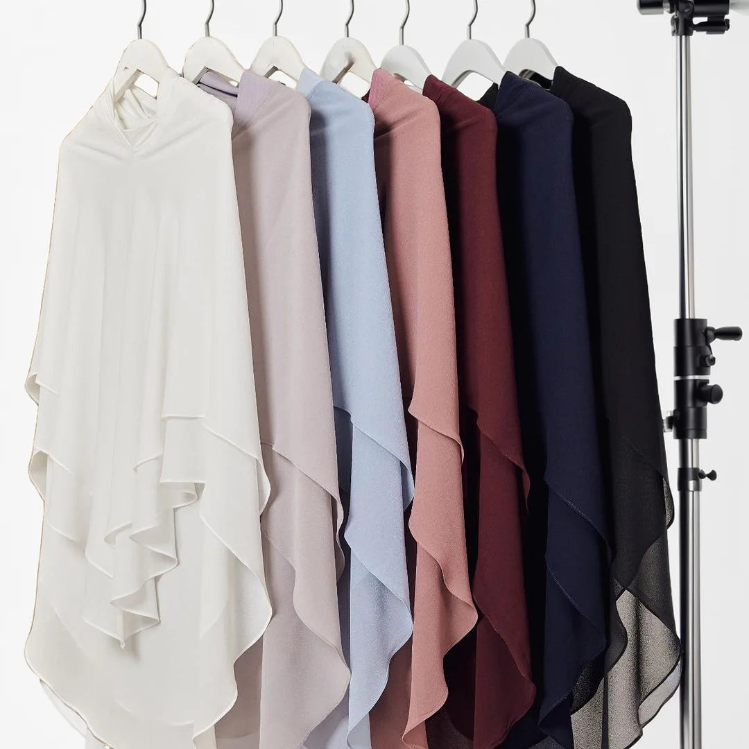 Double-Layer Instant Hijab – Solid-Color Headscarf