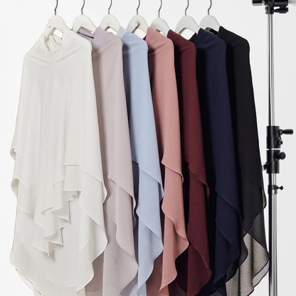 Double-Layer Instant Hijab – Solid-Color Headscarf