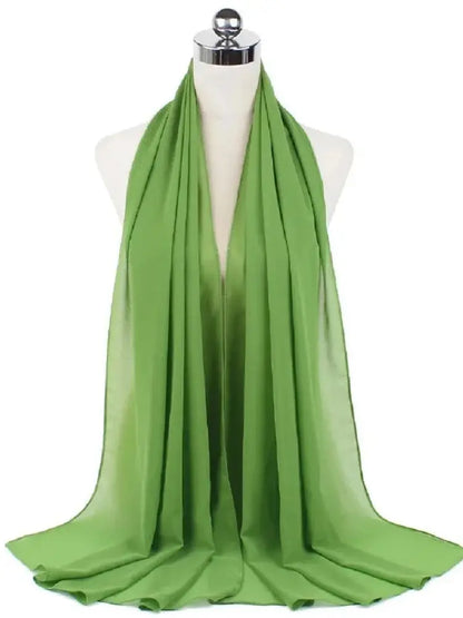 Solid Chiffon Hijab Scarf & Shawl for Women | Ready-to-Wear Muslim Headscarf | 65 Colors