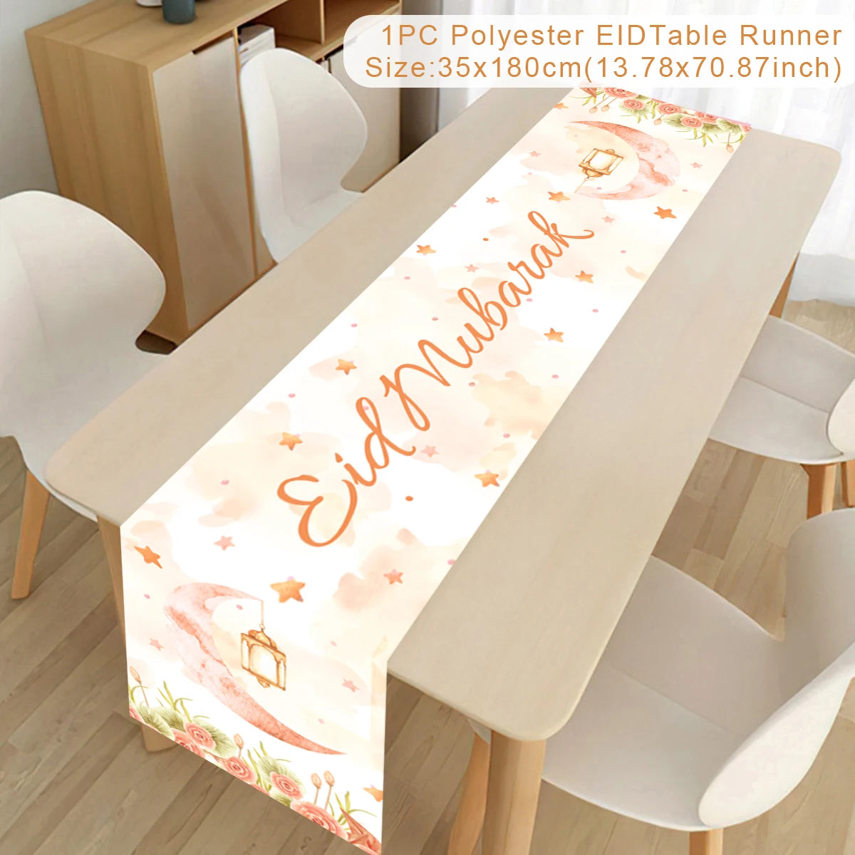 Ramadan Table Runner - Eid Mubarak Cloth Decoration 180x35cm