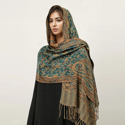 Women's Embroidered Pashmina Hijab Scarf – Soft Cashmere-Feel Shawl