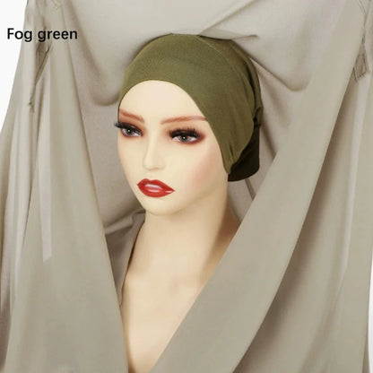 Magnetic Chiffon Hijab with Built-In Magnets & Undercap – Solid Color Easy Wear (18 Colors)