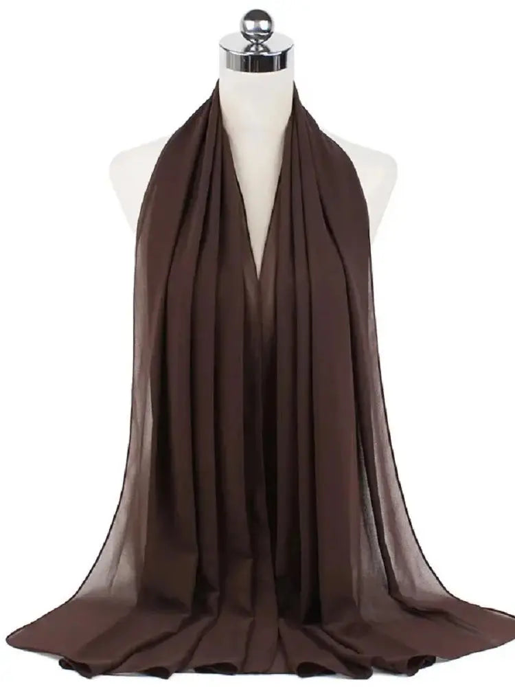 Solid Chiffon Hijab Scarf & Shawl for Women | Ready-to-Wear Muslim Headscarf | 65 Colors