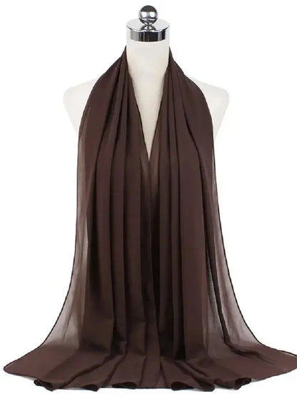 Solid Chiffon Hijab Scarf & Shawl for Women | Ready-to-Wear Muslim Headscarf | 65 Colors