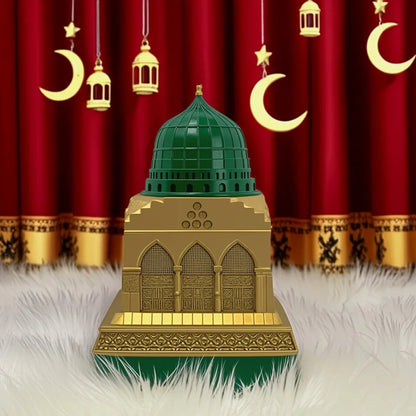 Green & Gold Mosque Replica – Islamic Architectural Decor Ornament