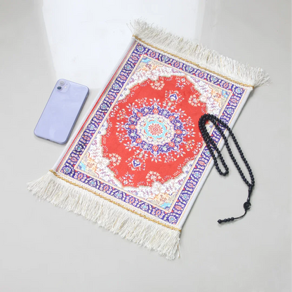 Portable Prayer Rug Set with Prayer Beads - 30x40cm